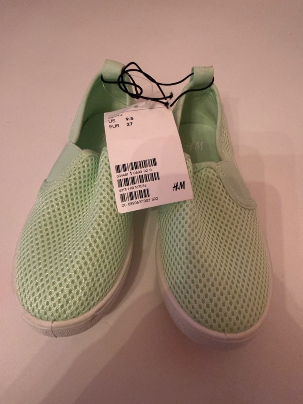 H&M Kids Light Mint Slip-On Mesh Sneakers